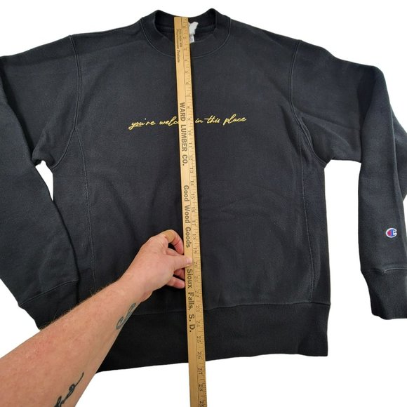 Champion Reverse Weave Women's Small Pullover You're Welcome In This Place Black - Picture 3 of 8